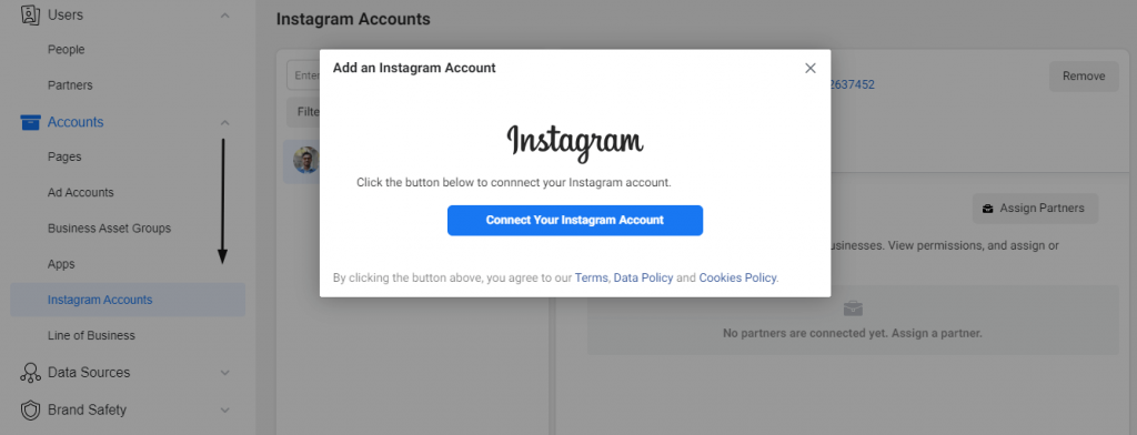 how to add an Instagram account to the Facebook business manager